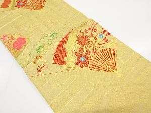 アンティーク　扇に菊・松模様織り出し袋帯(材料)